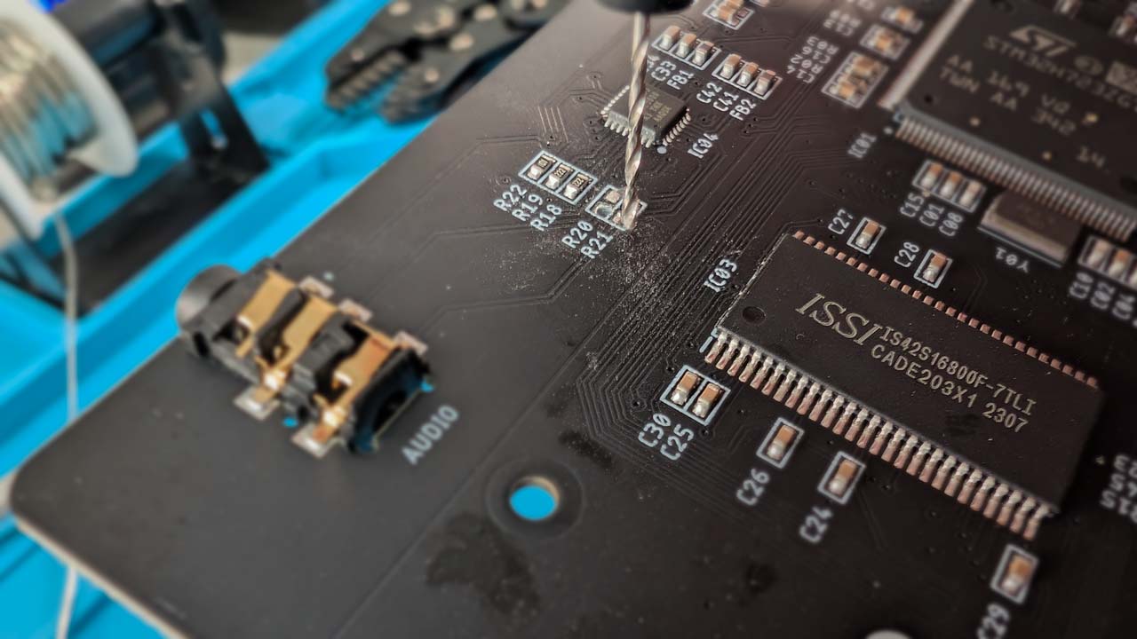 [Drilling holes for signal wires]